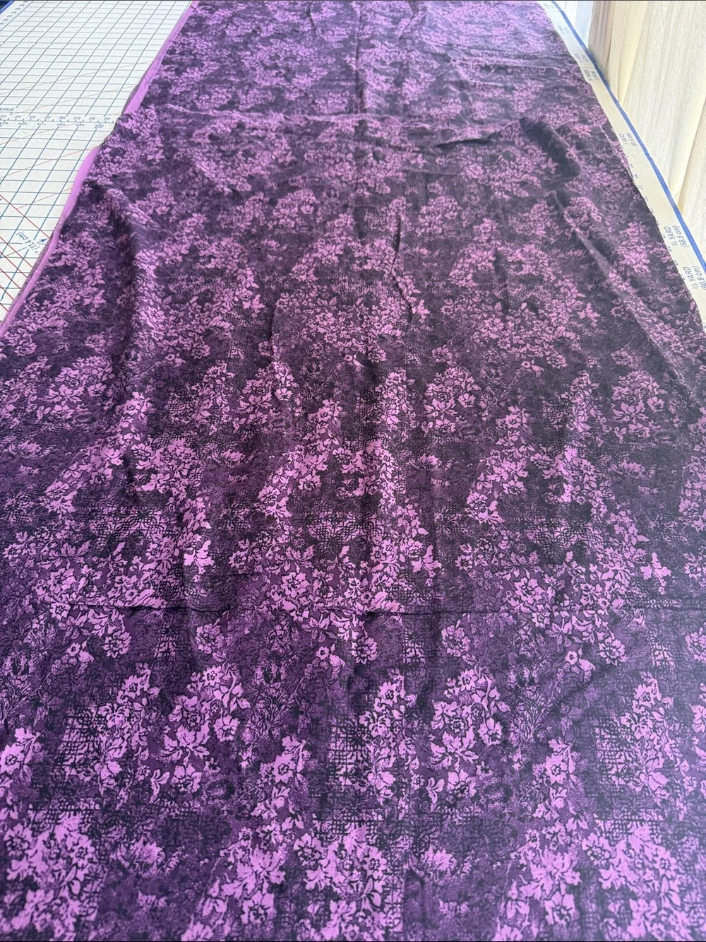 Vintage California Fashions Purple Floral Drapey Rayon-Like Fabric 3 Yds x 48